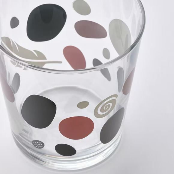 IKEA SOMMARFLOX Glass, Patterned Stones/Multicolor, 4 Pack (505.492.90) NEW - Picture 2 of 4